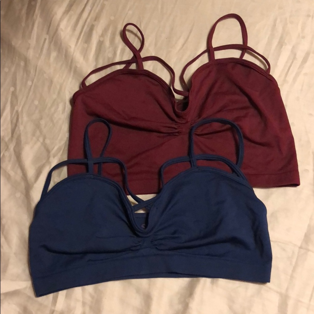 Maroon & Navy cross-front Bralettes